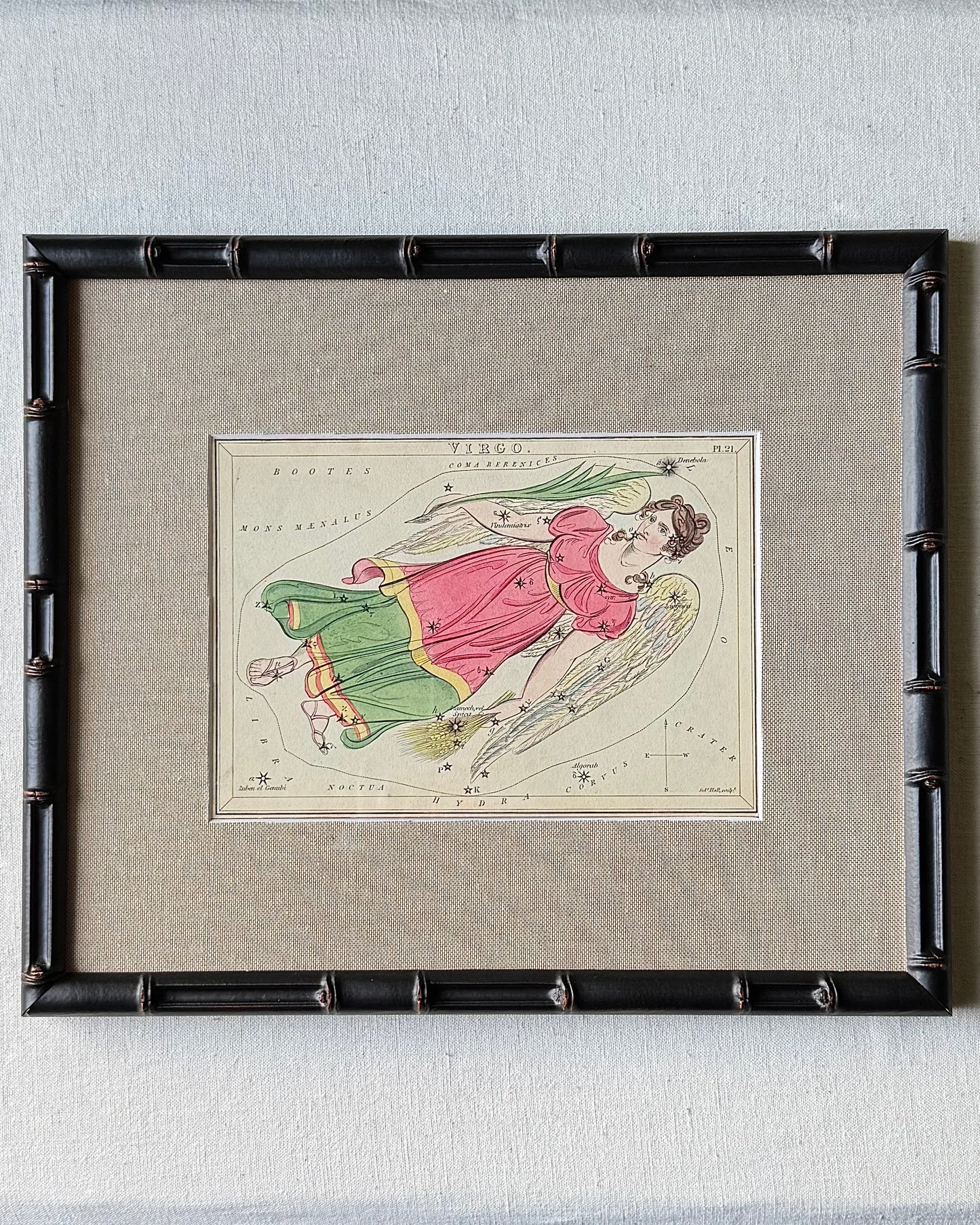 Antique Hand-Painted Constellation Print ‘Urania’s Mirror’ by Sidney Hall c. 1825