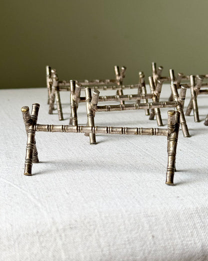 Set of 10 Silver Plated Bamboo Cutlery Rests