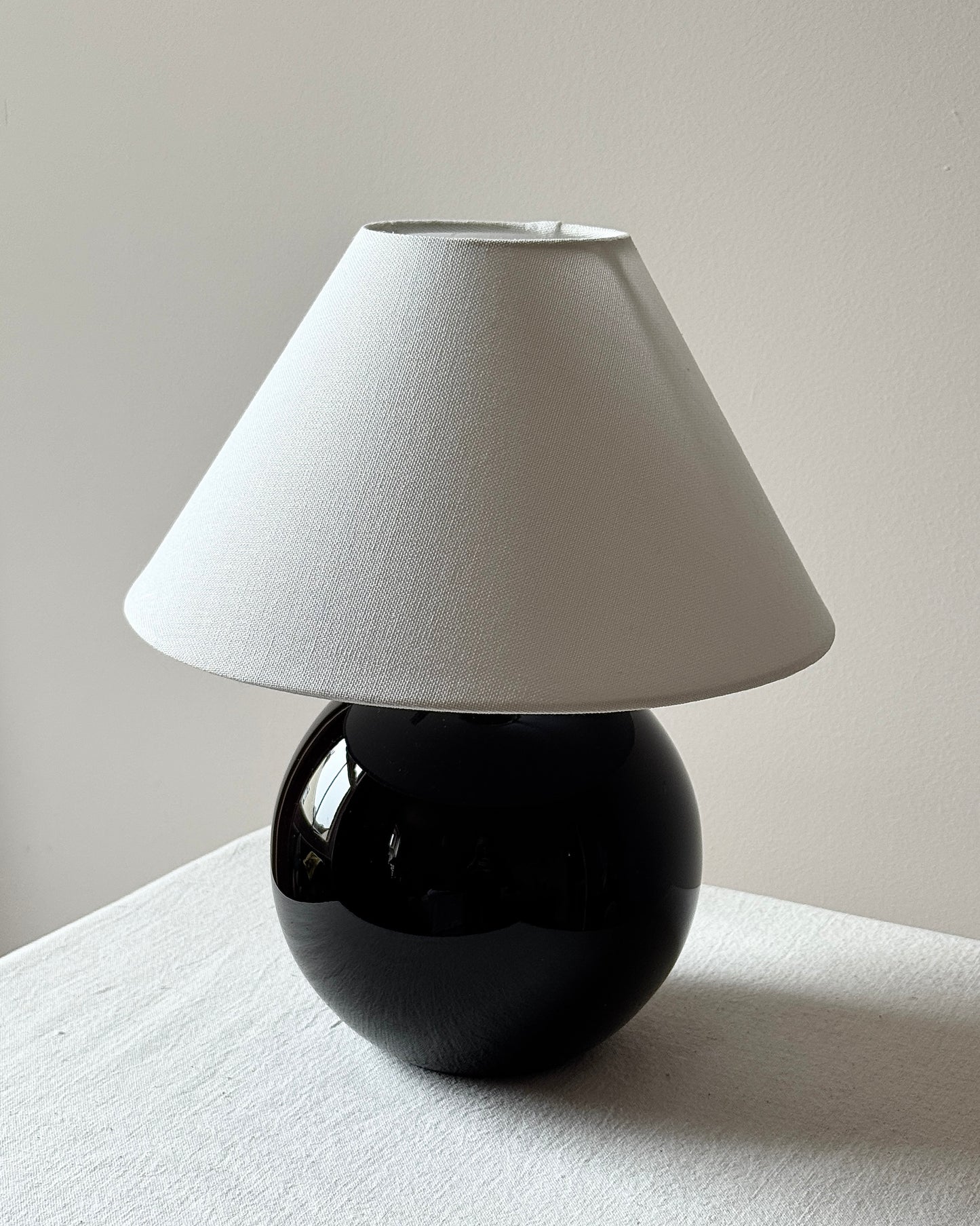 French Art Deco Black Opaline Table Lamp