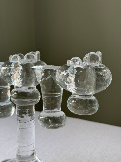 Swedish Glass Candelabra by Pukeberg Glasbruk