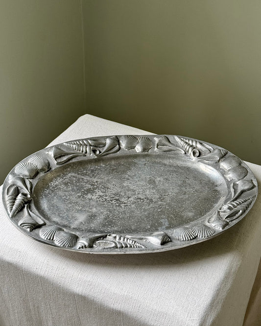 Mid-Century Shell Motif Serving Tray