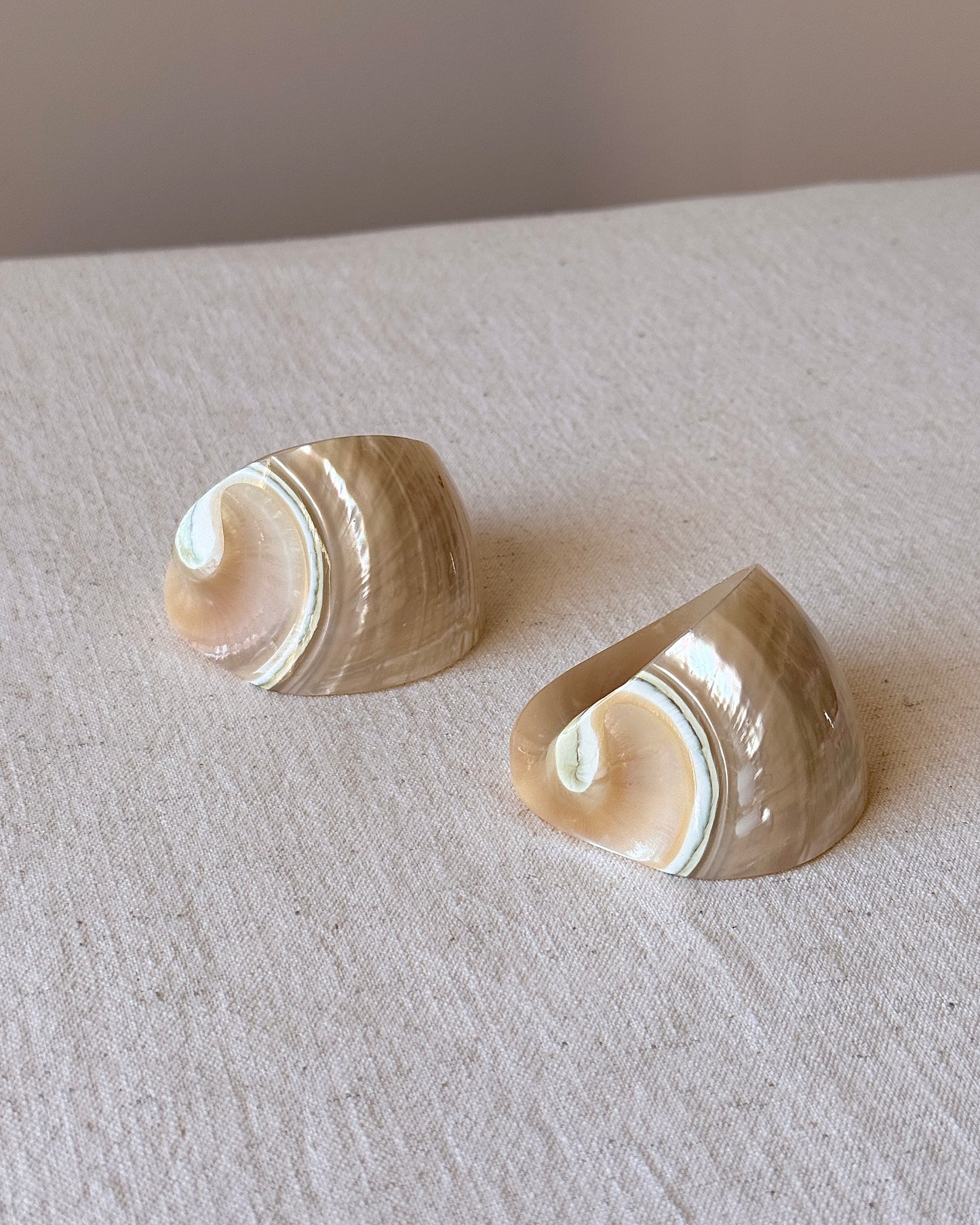 Pair of Pearlescent Shell Napkin Rings