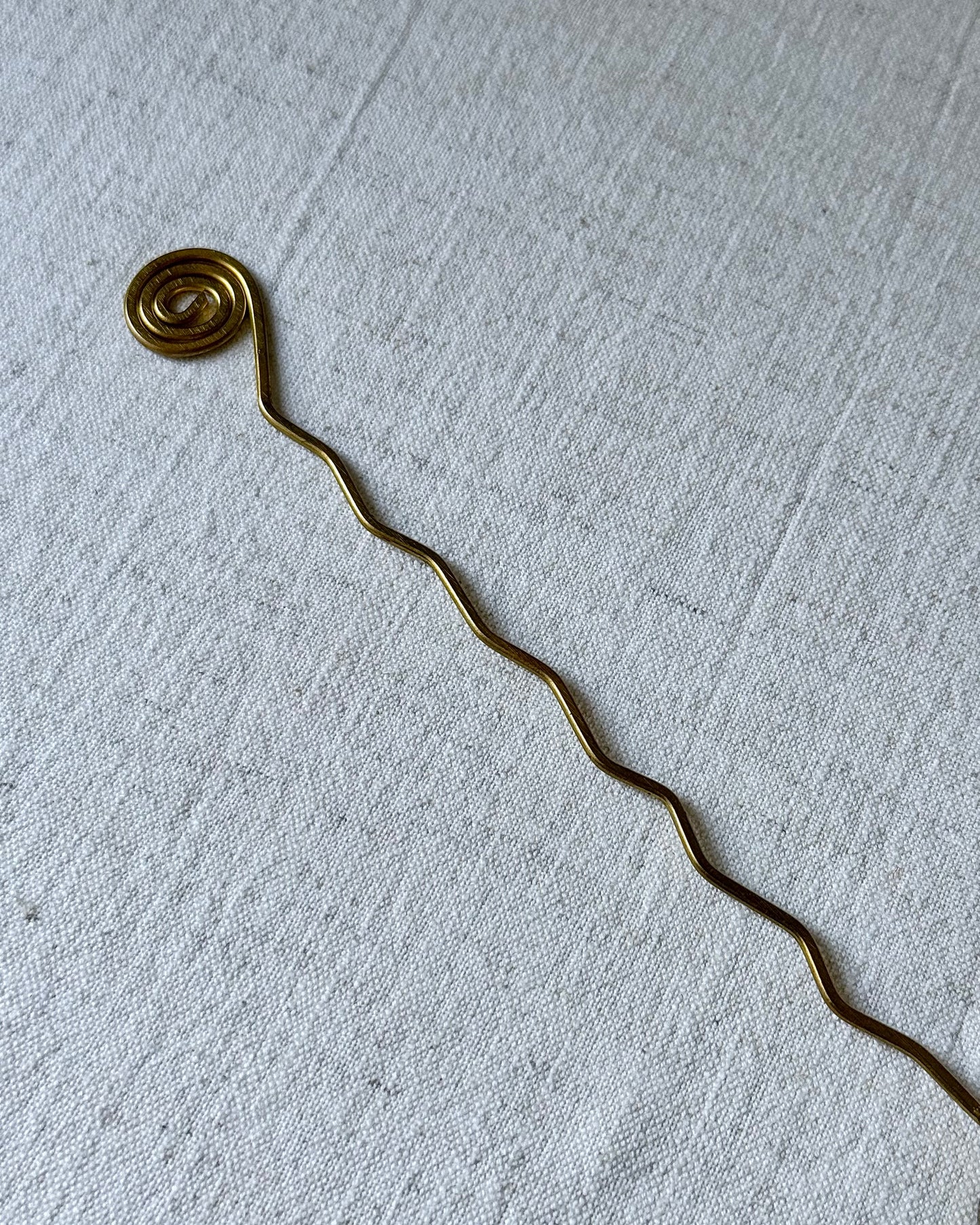 Swedish Mid-Century Wiggle Brass Candle Snuffer with Star Finial
