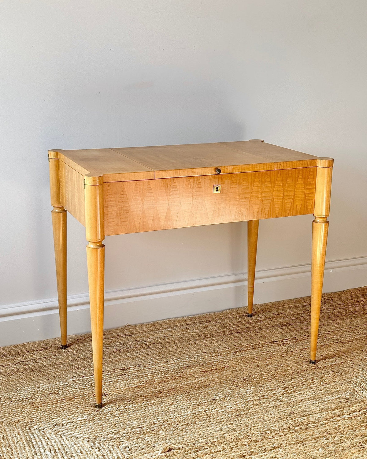 French Lift Top Dressing Table with Geometric Parquetry, c.1950 - Club Sourced
