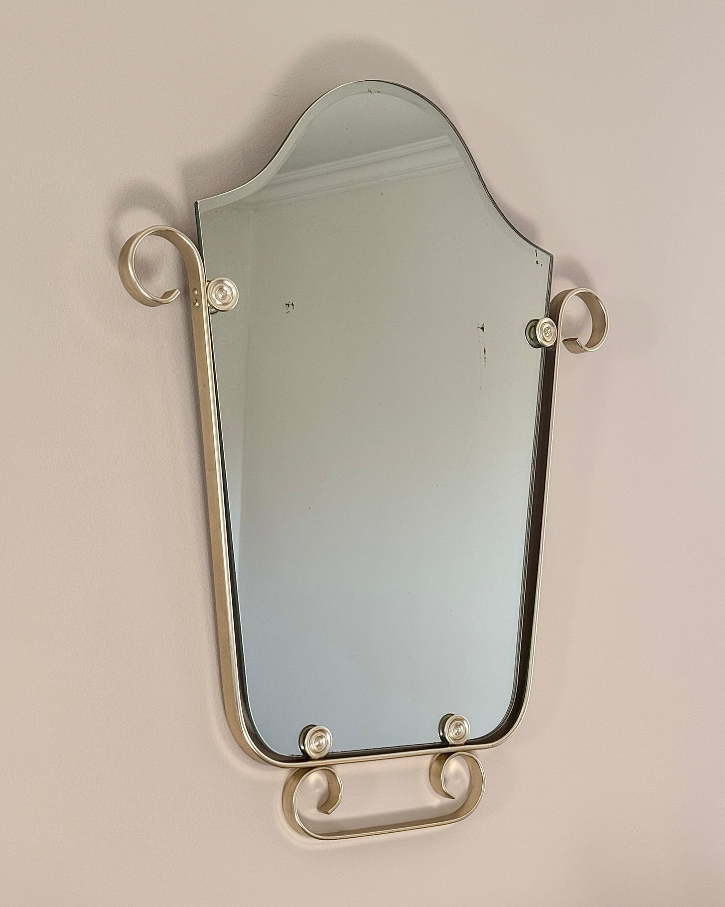 1960s Belgian Floating Scroll Shield Mirror
