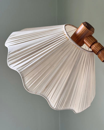 Vintage Swedish Floor Lamp with Original Silk Shade, 1950s