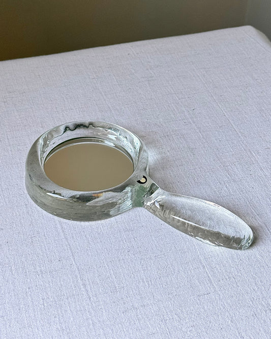 Mid-Century Pukeberg Swedish Glass Hand Mirror