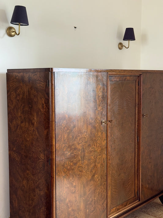 Large French Art Deco Walnut Burr Cabinet, c.1930s