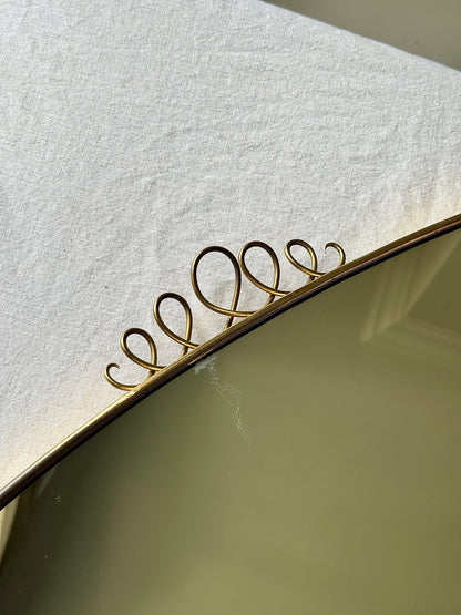 Large Italian Mid-century Brass Shield Mirror