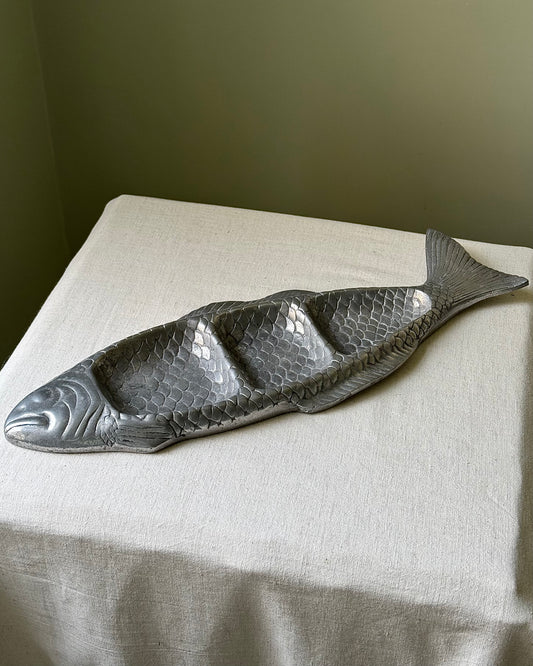 Mid-century Metal Fish 3-part Serving Dish
