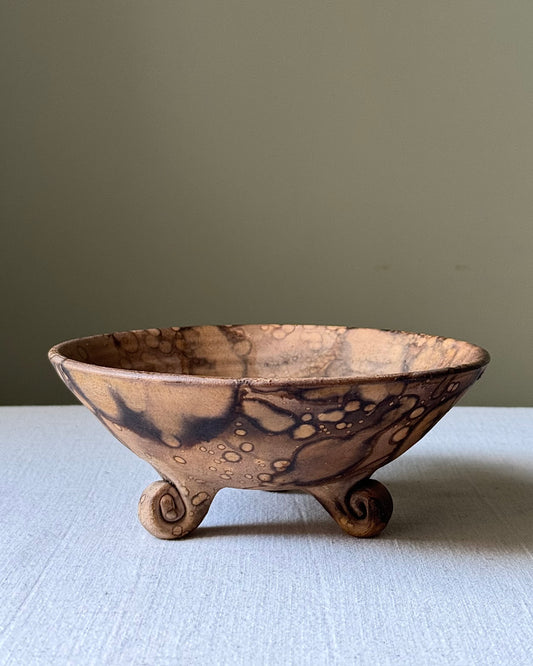 Danish Tripod Footed Mottled Bowl by Erik Bendtsen