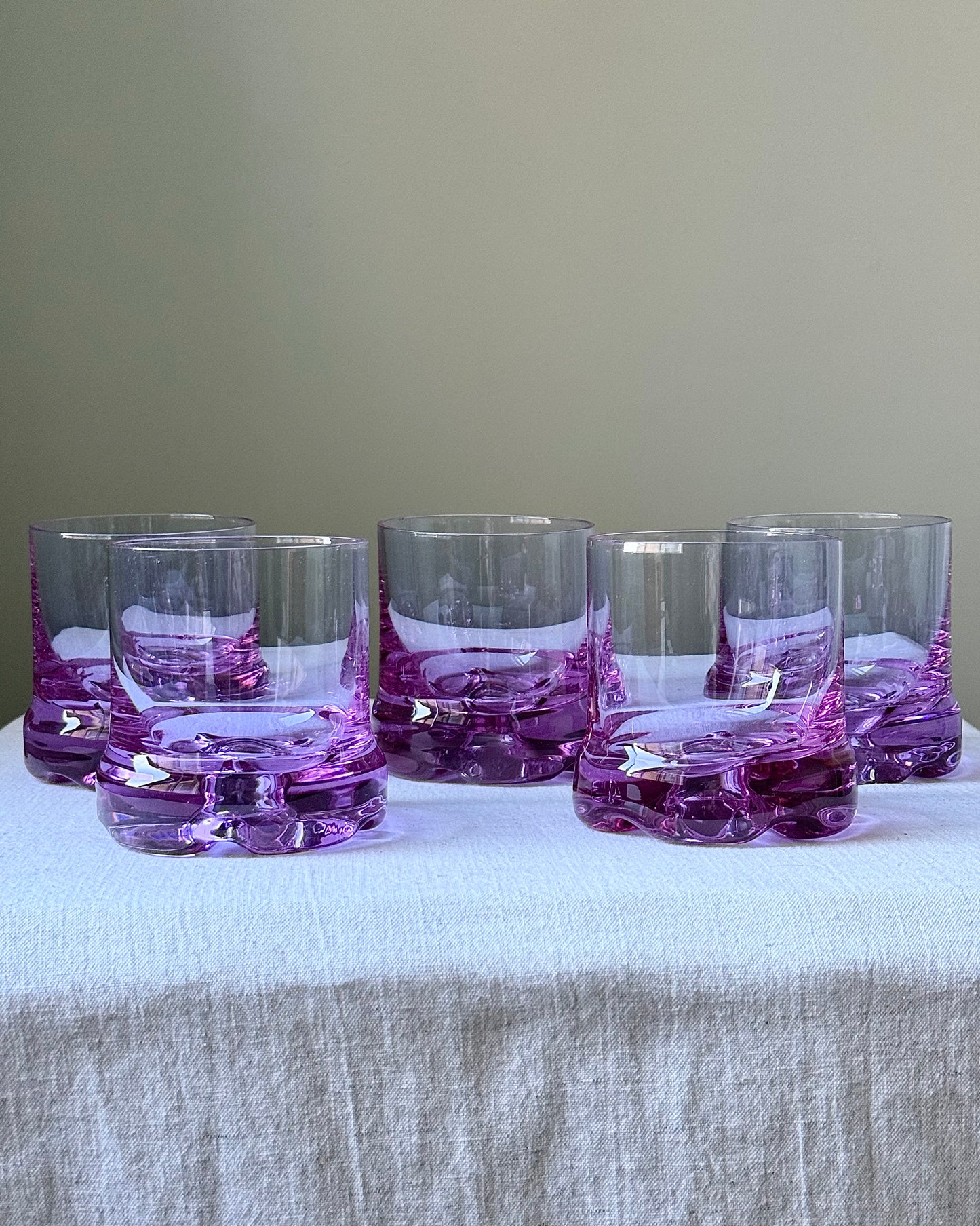 Set of 5 Murano Alexandrite Crystal Glass Tumblers, circa 1970’s