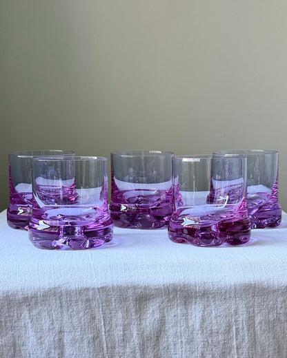 Set of 5 Murano Alexandrite Crystal Glass Tumblers, circa 1970’s