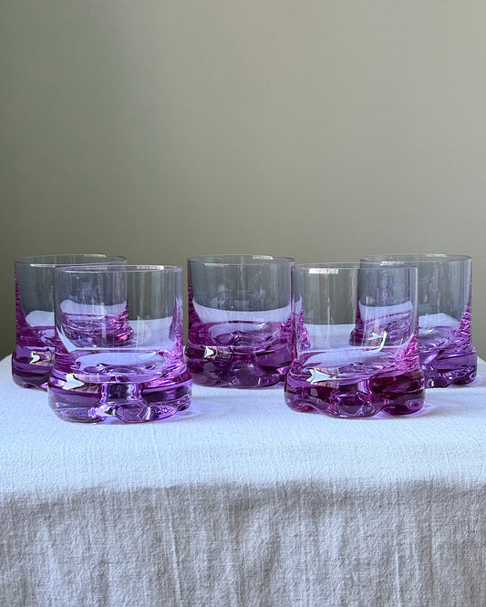 Set of 5 Murano Alexandrite Crystal Glass Tumblers, circa 1970’s