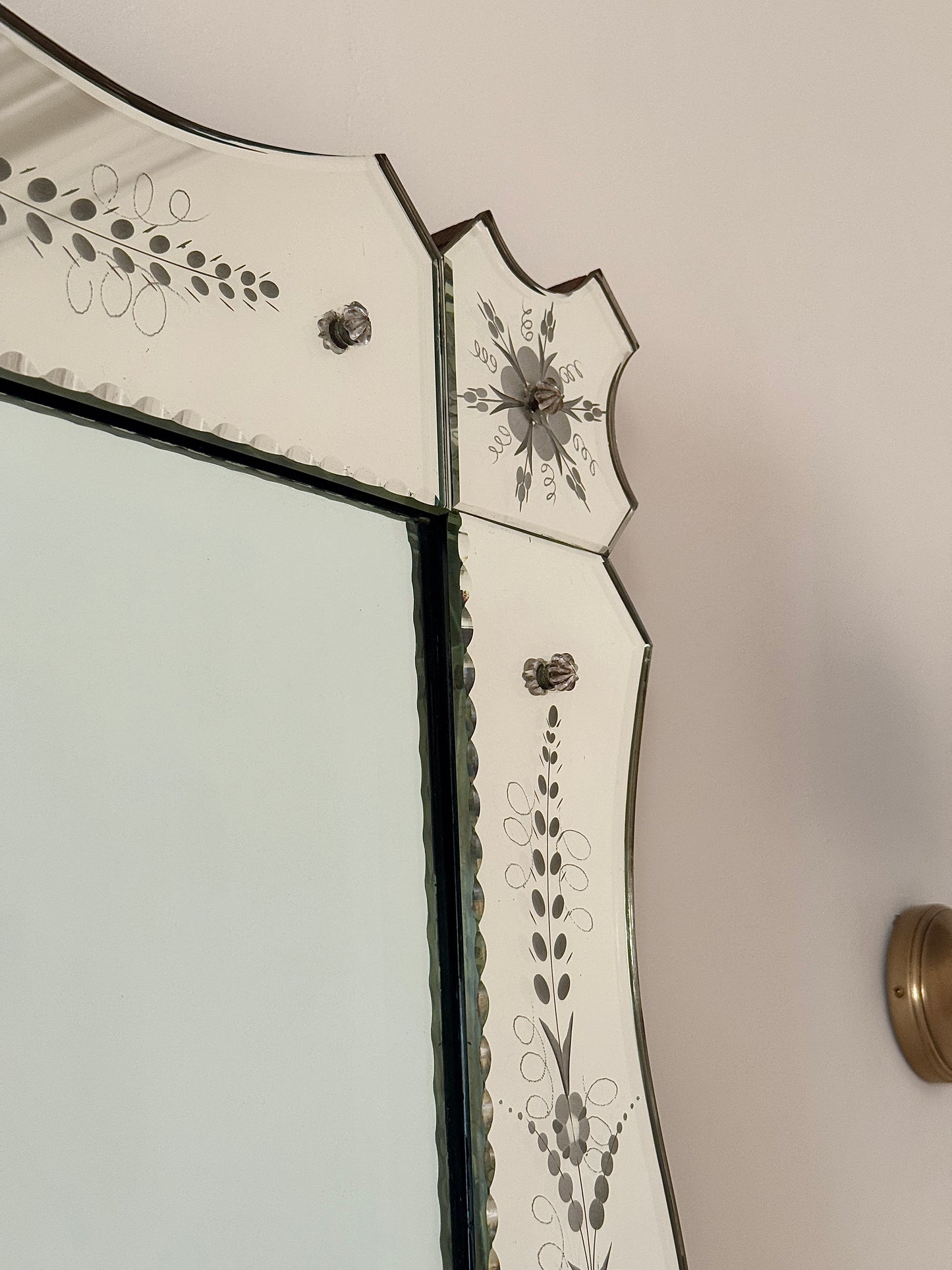 Large Venetian Mirror with Engraved Floral Border