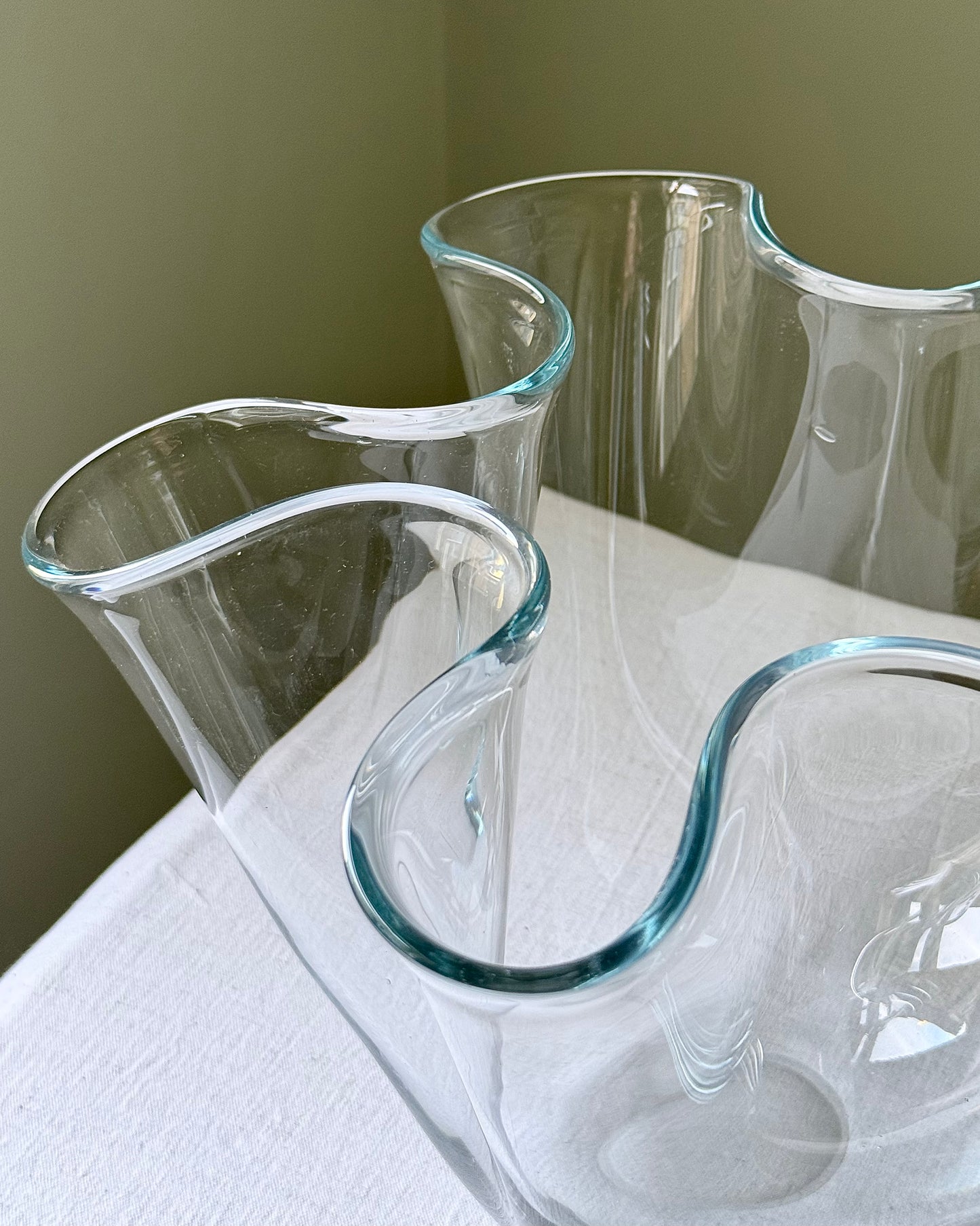 Mid-Century Scandinavian Hand-Blown Glass Hankerchief Vase, attributed to Holmegaard