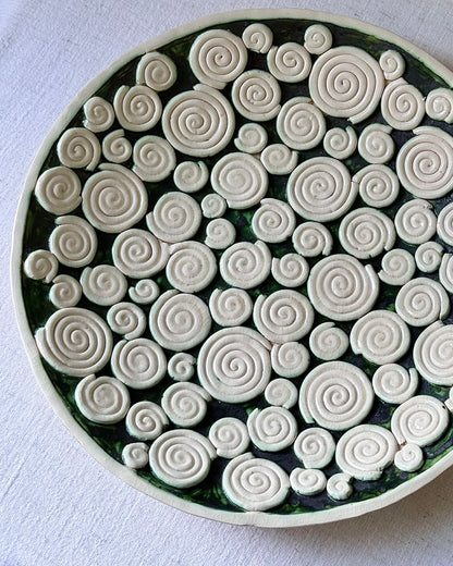 Mid-century Ceramic Coiled Relief Bowl, Signed Florian