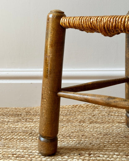 French Oak & Rush Stool - Club Sourced