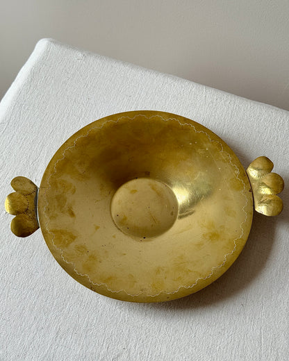 Engraved Brass Tray with Scalloped Handles