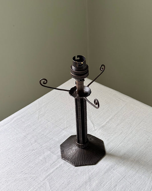 French Art Deco Wrought Iron Table Lamp with Scrolled Arms