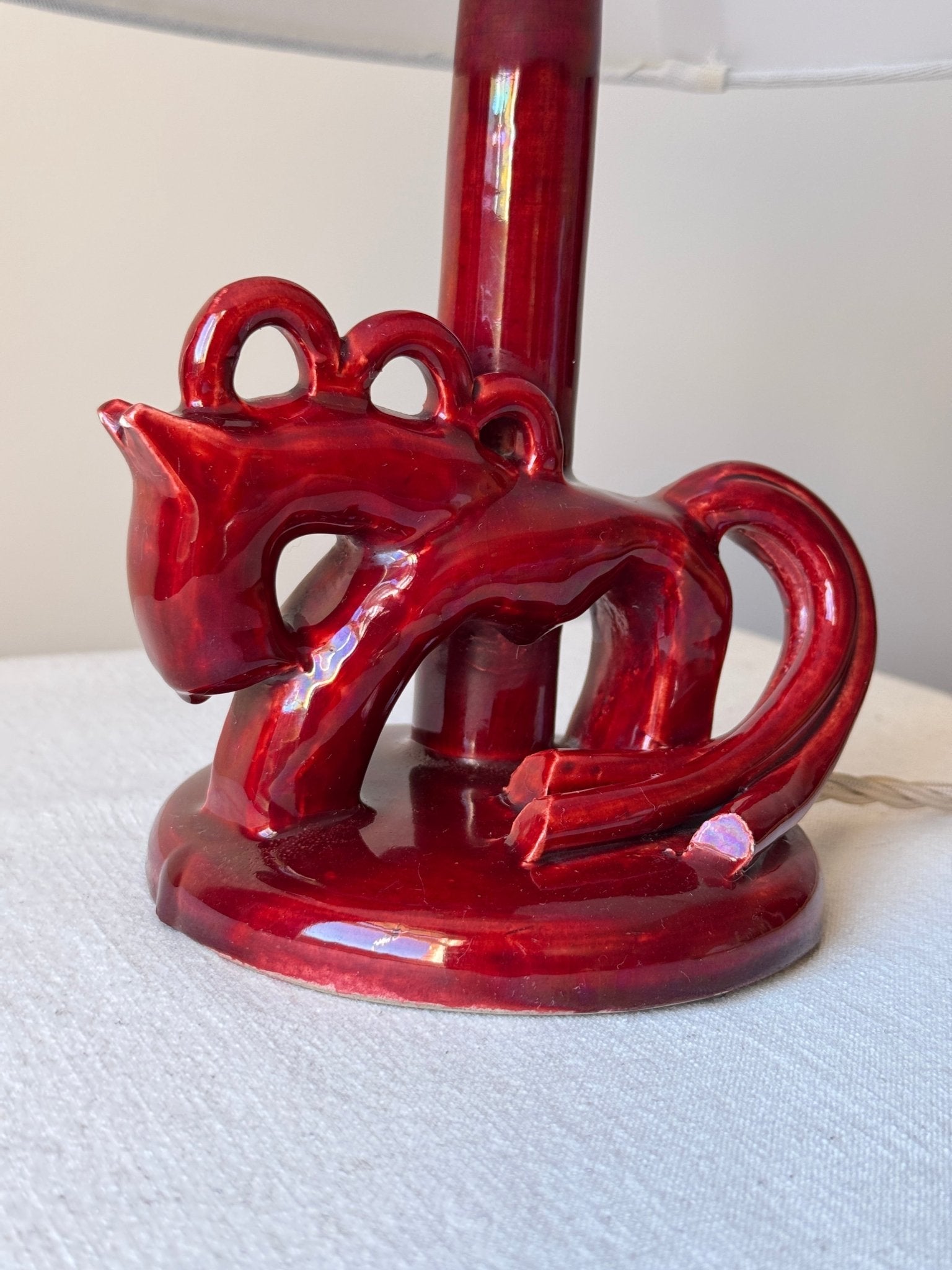 Red Ceramic Stylised Horse Table Lamp - Club Sourced