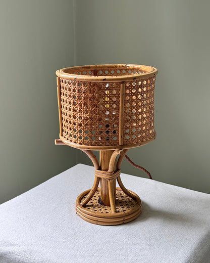Italian Rattan & Cane Table Lamp, 1970s