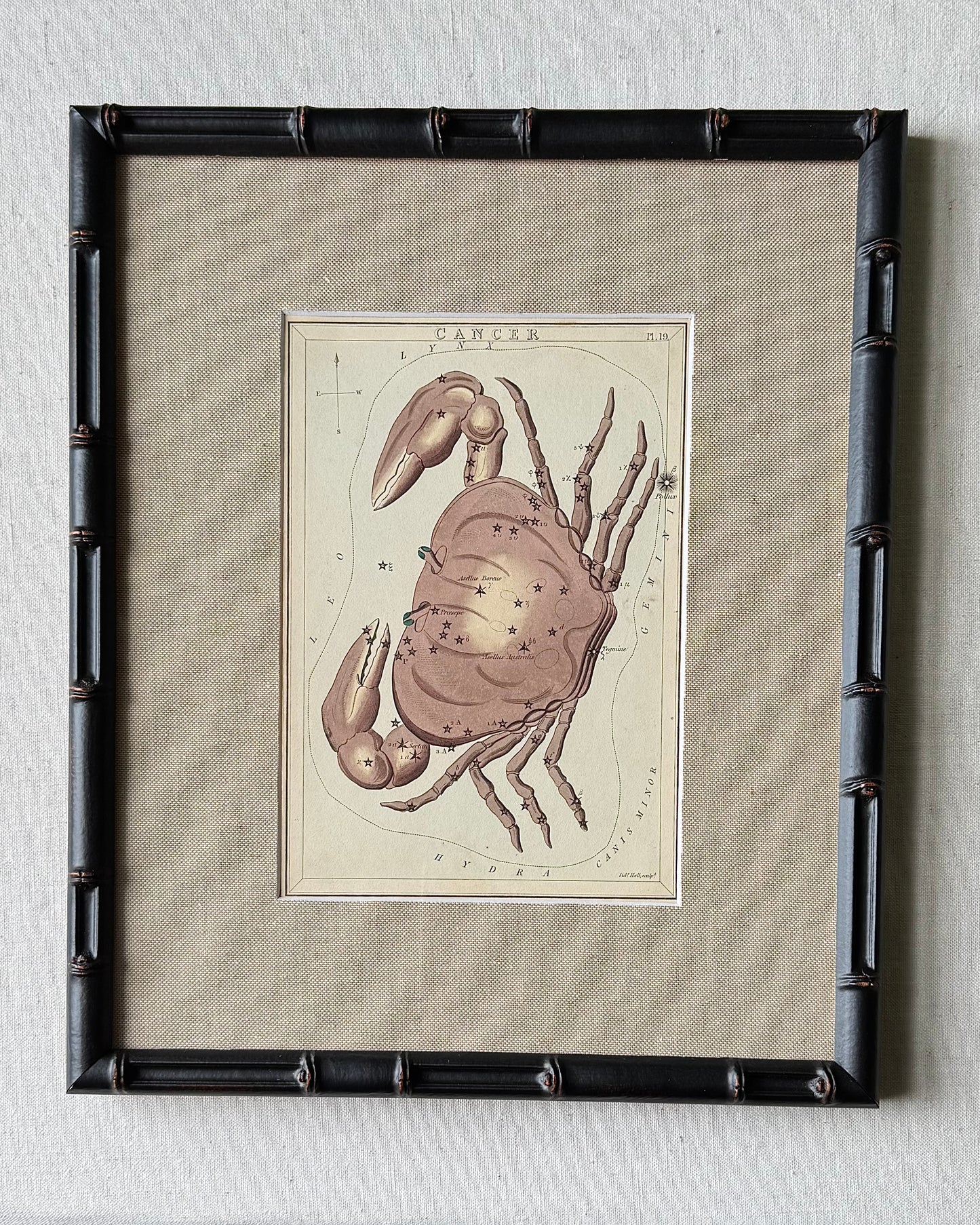 Antique Hand-Painted Constellation Print ‘Urania’s Mirror’ by Sidney Hall c. 1825