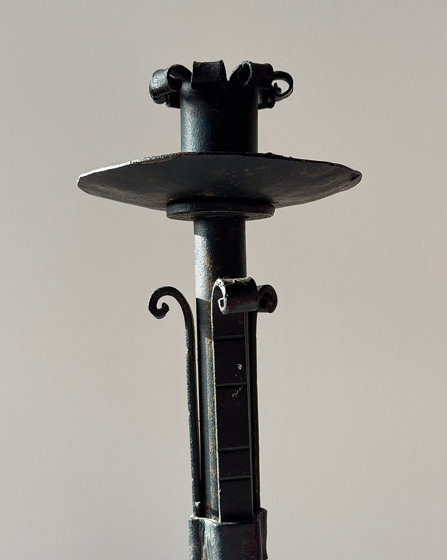 Hand Forged Wrought Iron Scroll Candlestick