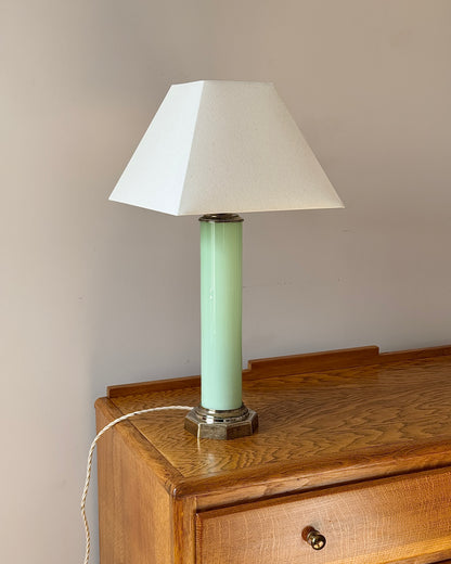 Art Deco Green Opaline Table Lamp