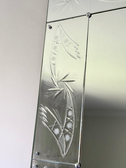 Extra Large Italian Venetian Mid-century Starburst Sectional Mirror