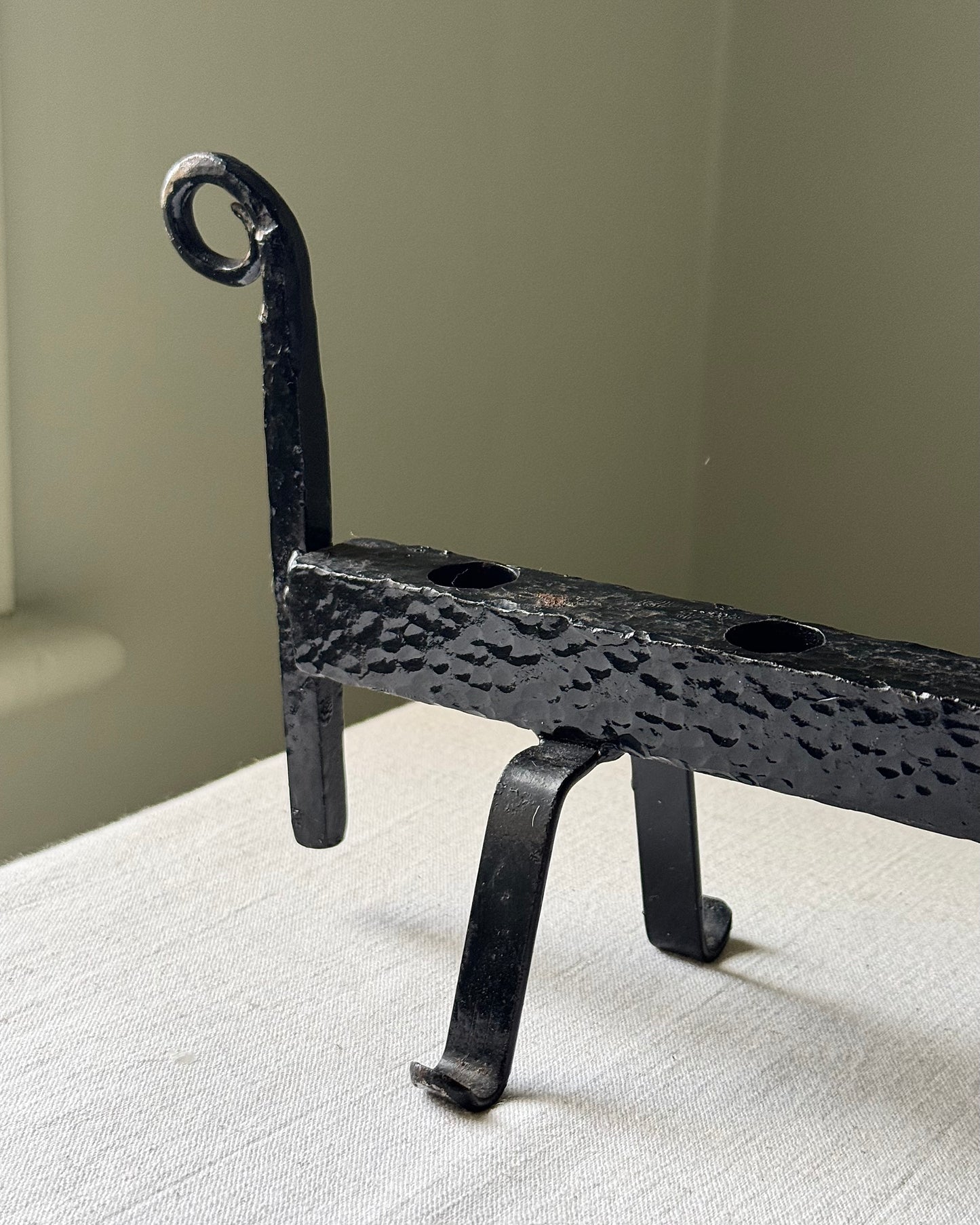 Scandinavian Hammered Iron Candlestick