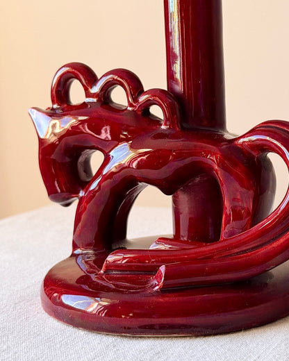 Red Ceramic Stylised Horse Table Lamp - Club Sourced