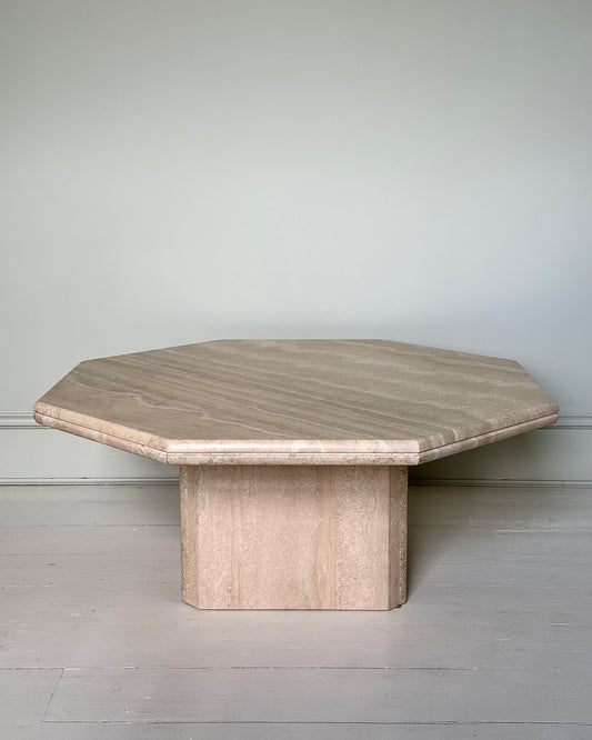 Octagonal 1970’s Italian Travertine Coffee Table