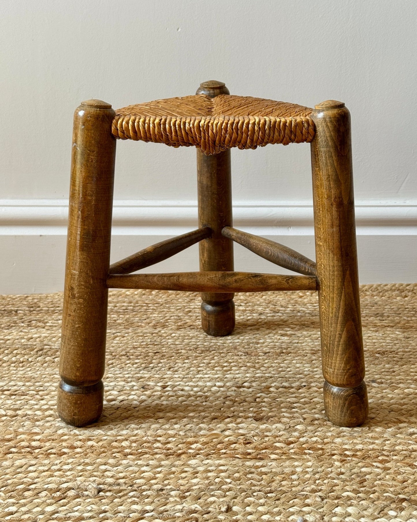 French Oak & Rush Stool - Club Sourced