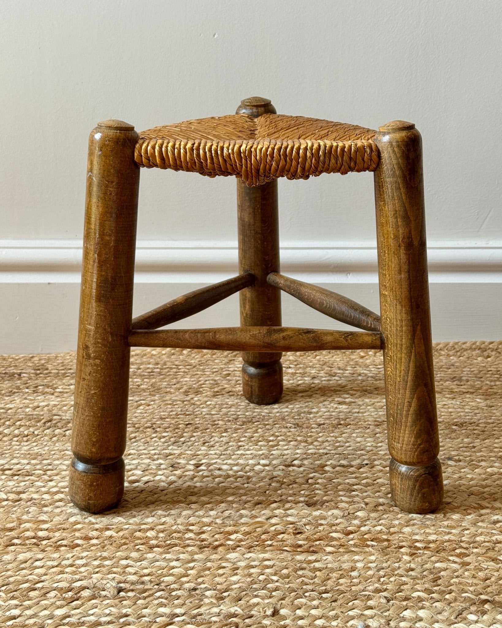 French Oak & Rush Stool - Club Sourced