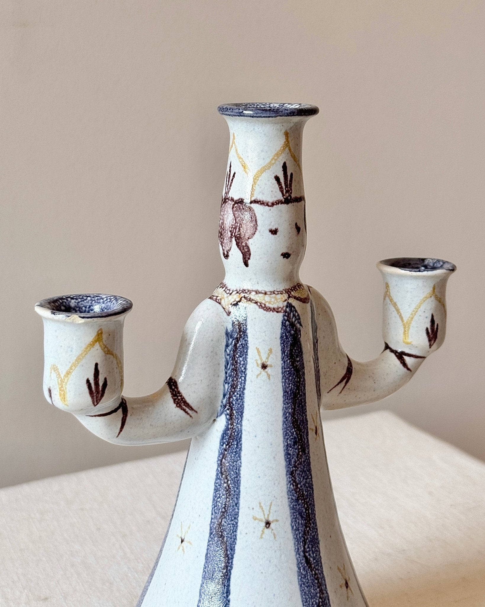 Ceramic Candlestick by Eva Jancke - Björk for Bo Fajan, Sweden 1930's - Club Sourced