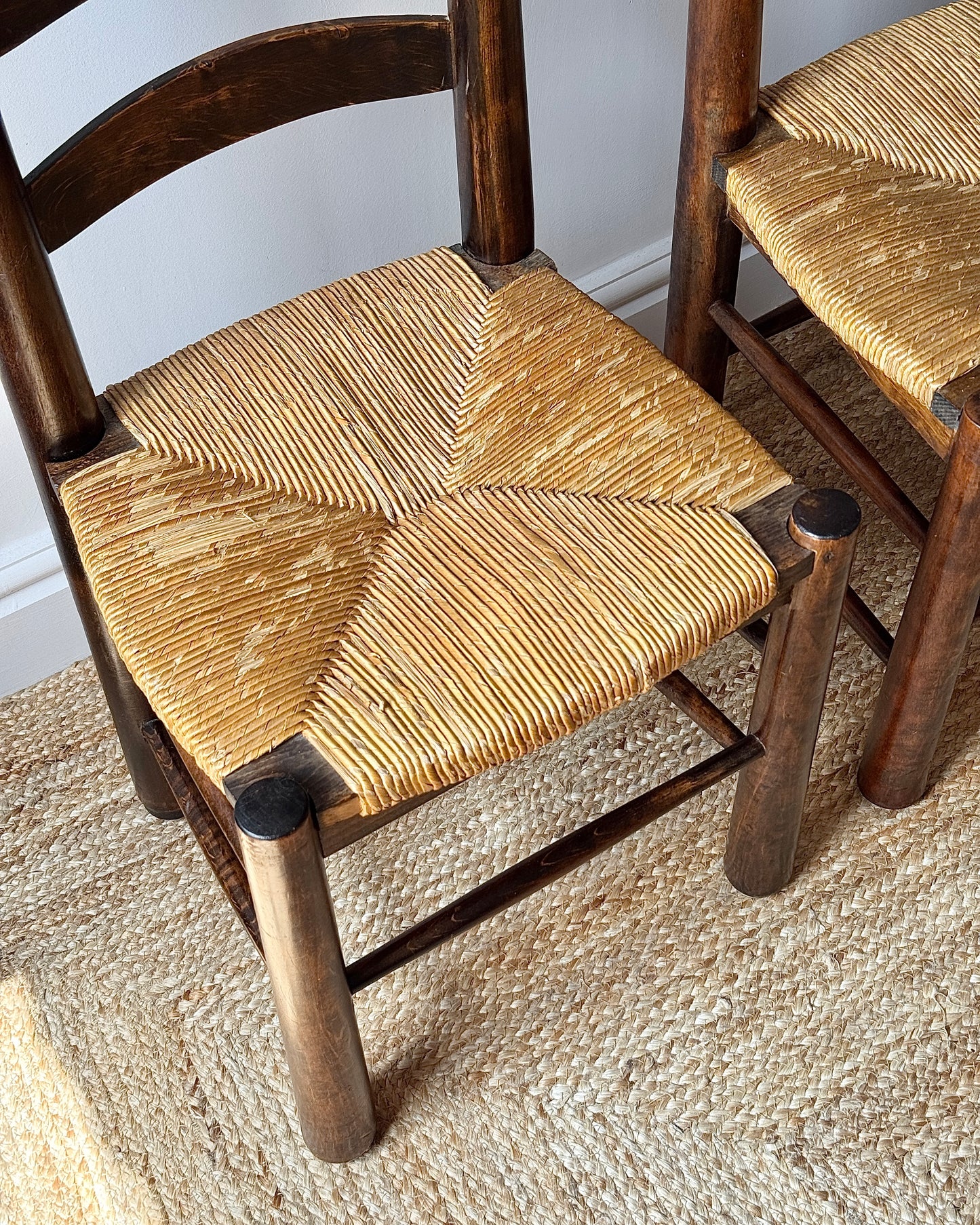 Set of 6 French Rush Ladderback Dining Chairs