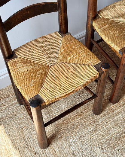 Set of 6 French Rush Ladderback Dining Chairs