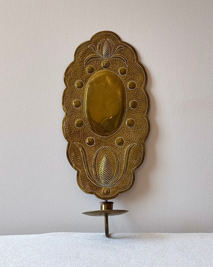 Swedish Hammered Brass Candle Sconce - Club Sourced