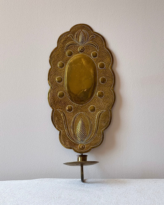 Swedish Hammered Brass Candle Sconce - Club Sourced