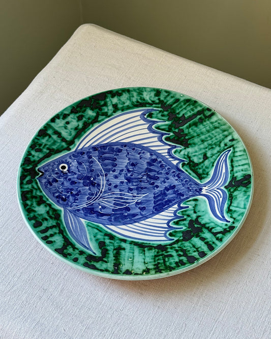 Mid-century Hand Painted Folk Cypriot Fish Plate