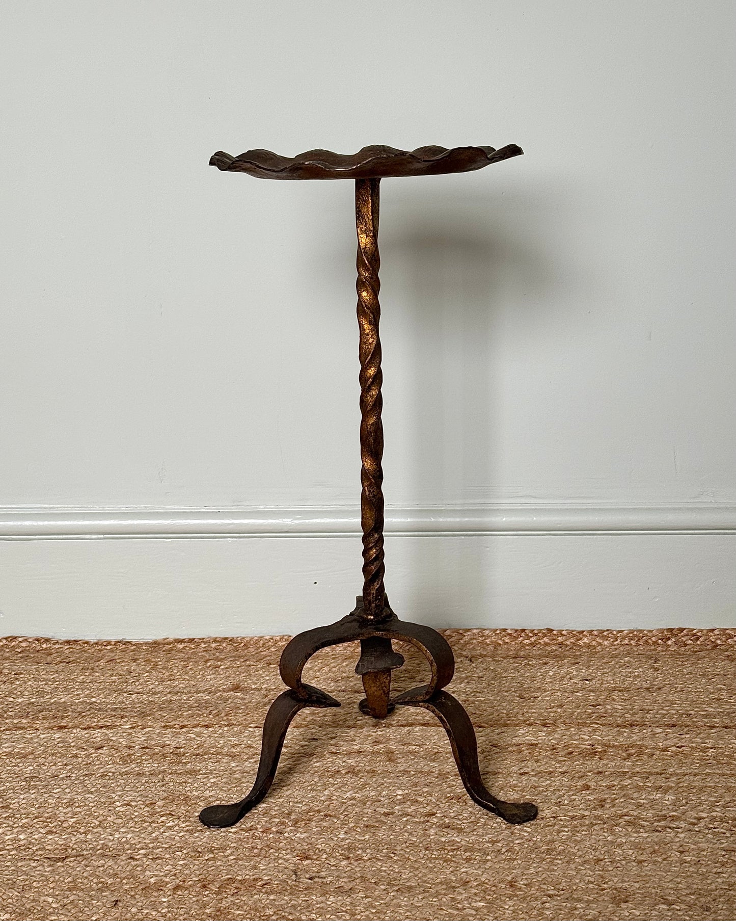 Spanish Wrought Iron Gilded Martini Table with Scalloped Top