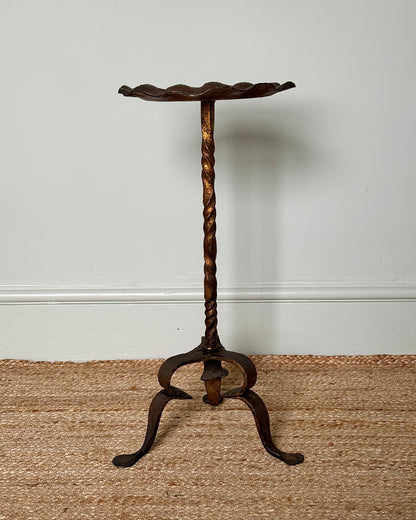 Spanish Wrought Iron Gilded Martini Table with Scalloped Top