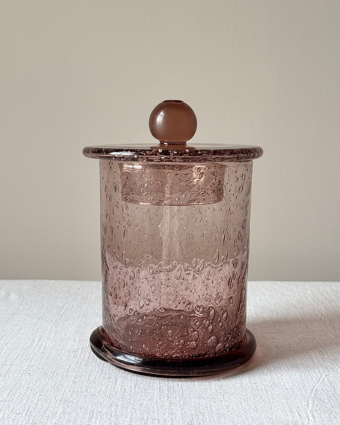 Biot Amethyst Bubble Glass Lidded Jar, c.1970s