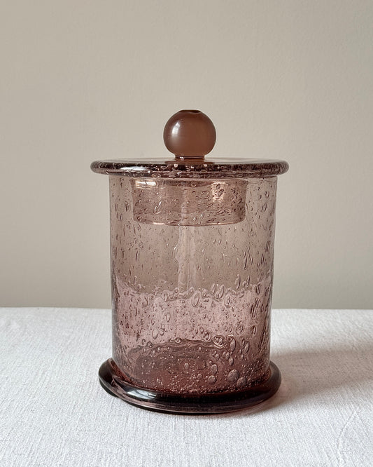 Biot Amethyst Bubble Glass Lidded Jar, c.1970s