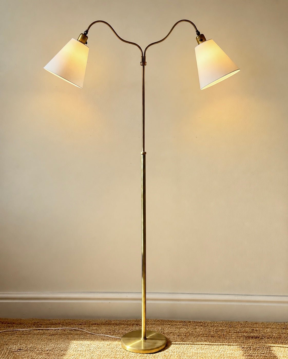 Swedish Brass Two Arm Floor Lamp - Club Sourced