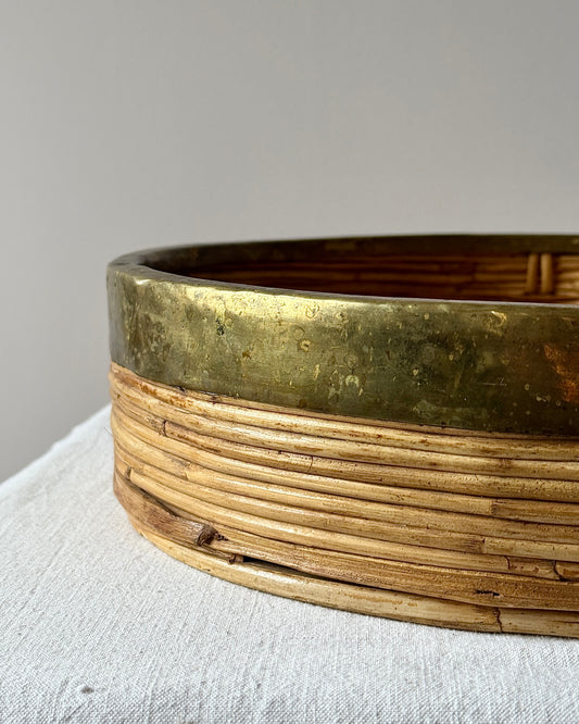 Large Italian Pencil Reed & Brass Tray