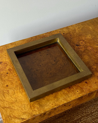 Brass and Smoked Glass Catch-all by Romeo Rega c.1970s