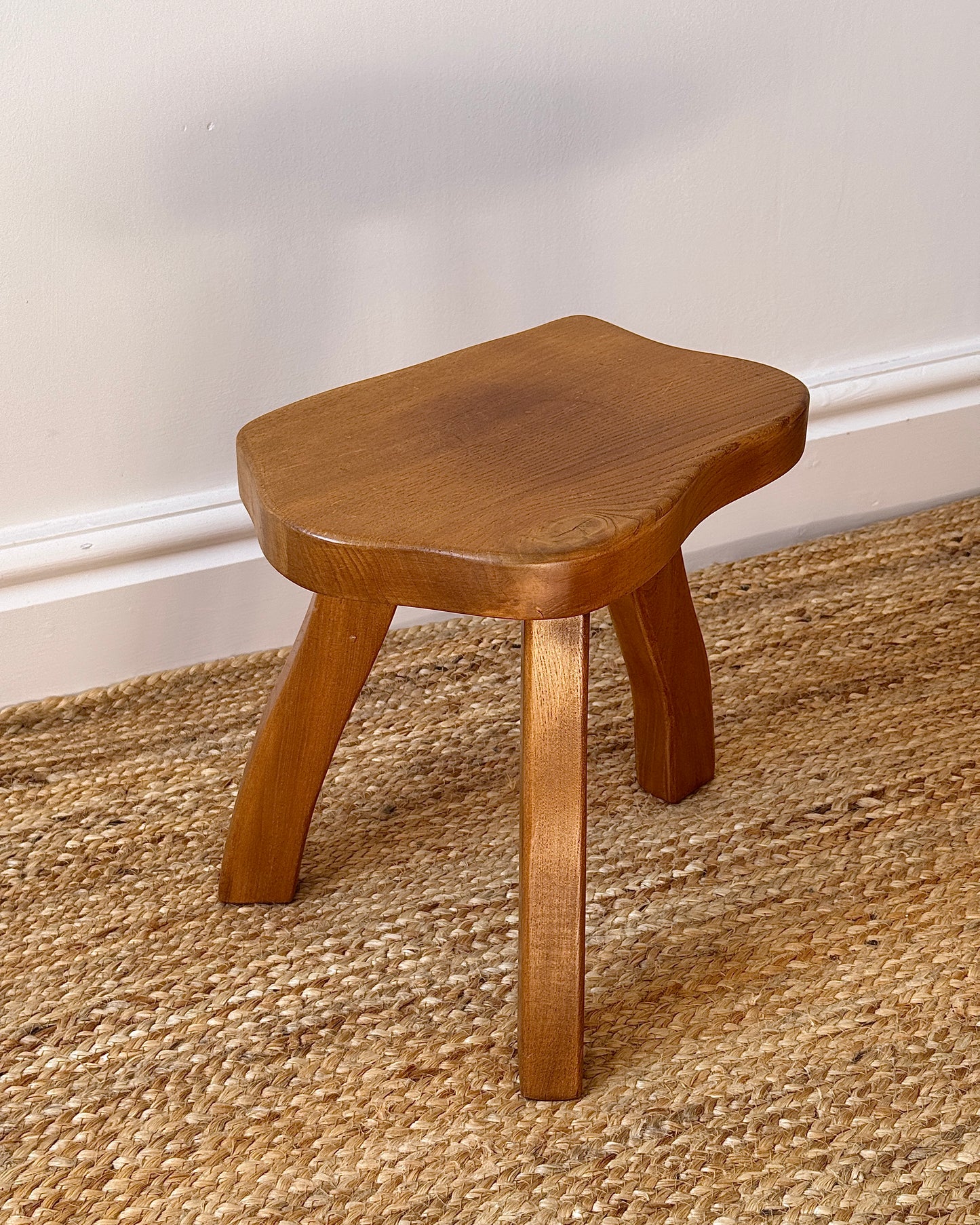 French Mid-century Irregular Elm Stool