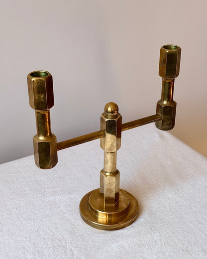 Swedish Brass Geometric Candelabra